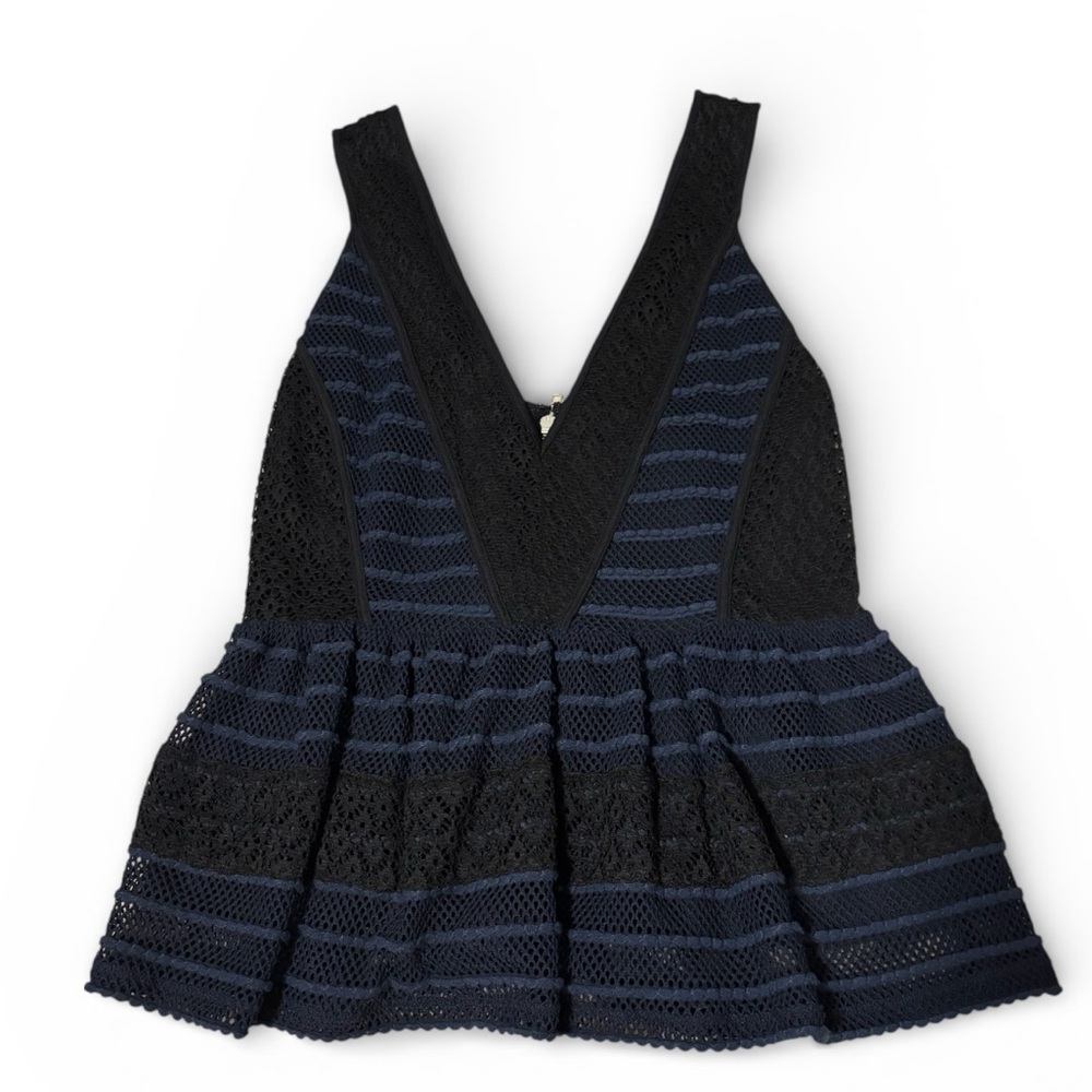 M Black and Blue Elegant Lace Peplum top
